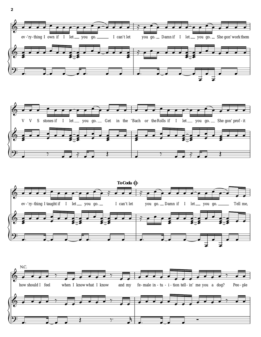 Ring The Alarm Piano, Vocal, Guitar scores gallery preview page 2