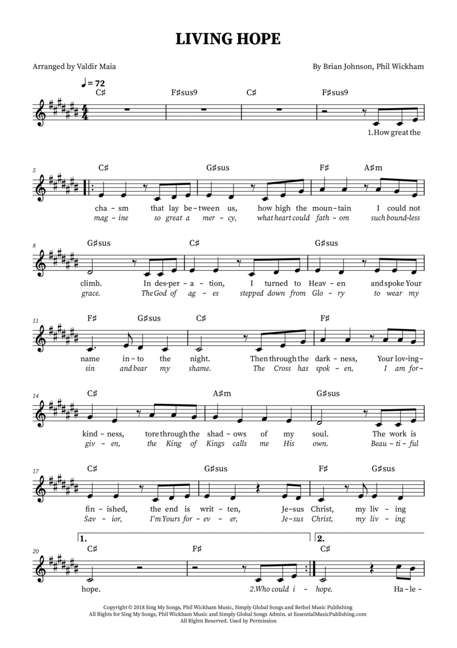 Living Hope Easy Piano scores gallery preview page 1