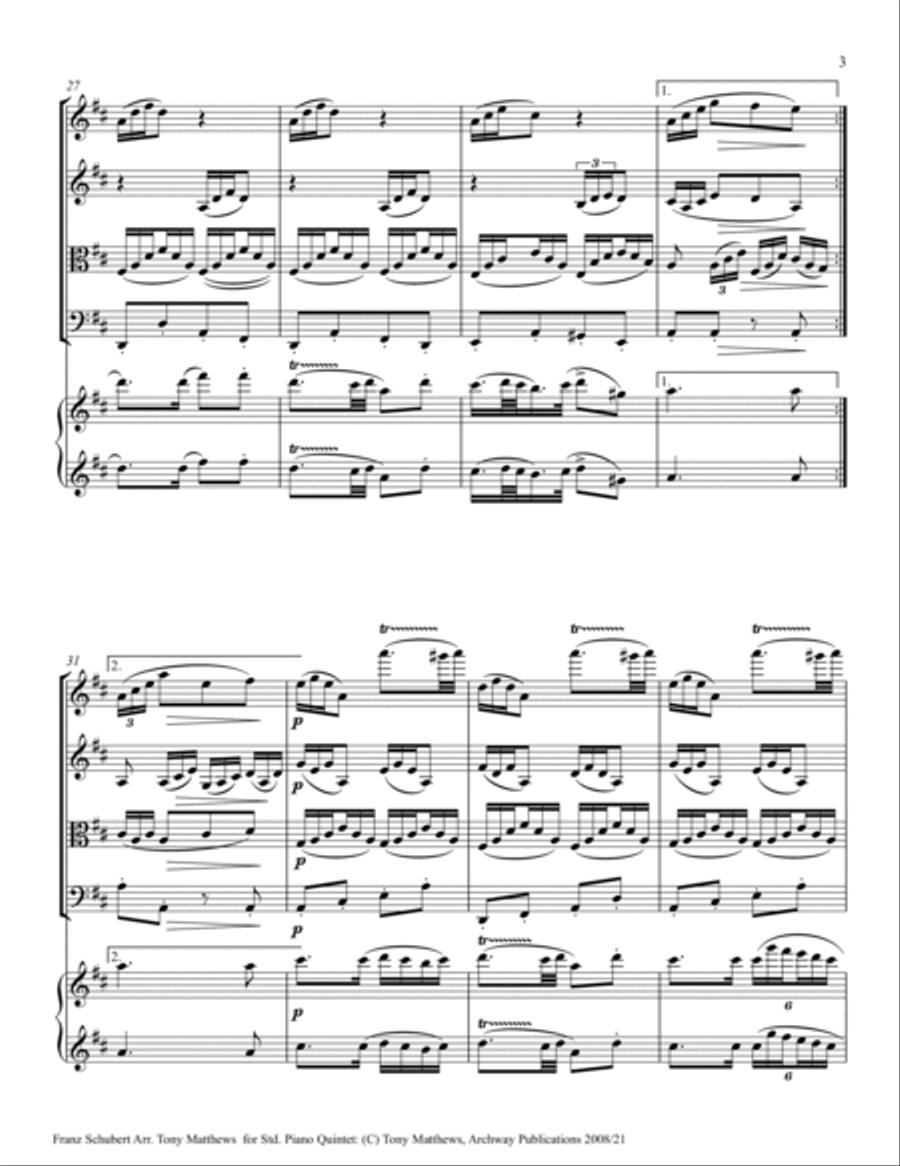 Franz Schubert - Trout Quintet (Full Score) Piano Quintet scores gallery preview page 5
