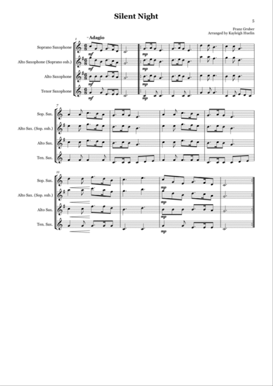 Christmas Carol Selection vol. 1 for SAT/AAT saxophone trio SAT scores gallery preview page 5