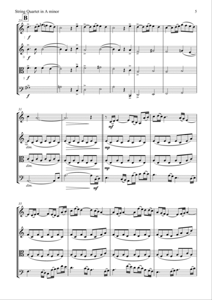 String Quartet in A minor String Quartet scores gallery preview page 5