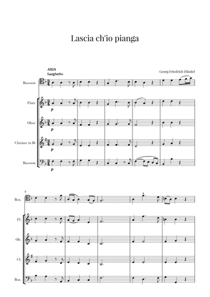 Haendel - Lascia ch’io pianga (for Bassoon and Woodwinds Quartet) image number null
