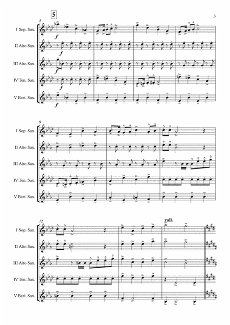 God Bless Us Everyone Saxophone Quintet scores gallery preview page 4