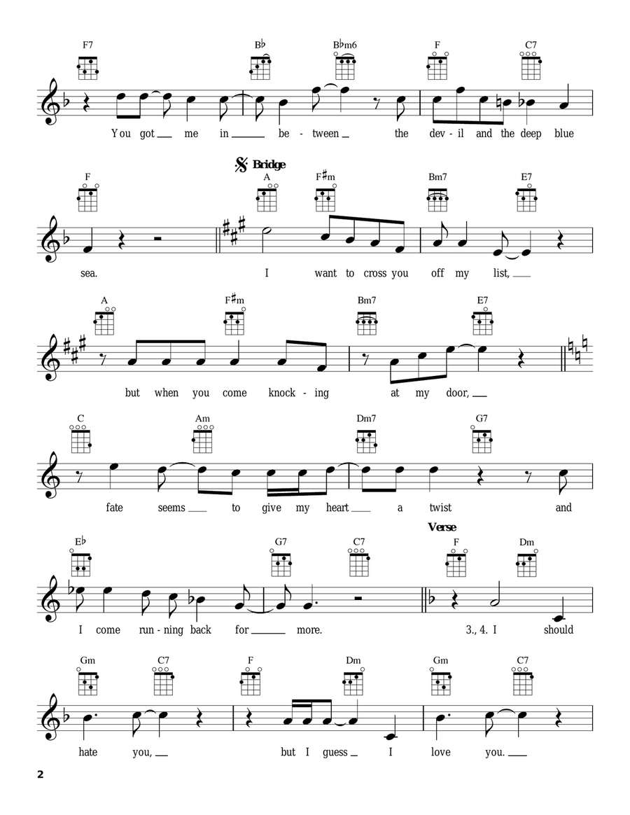 Between The Devil And The Deep Blue Sea Ukulele scores gallery preview page 2
