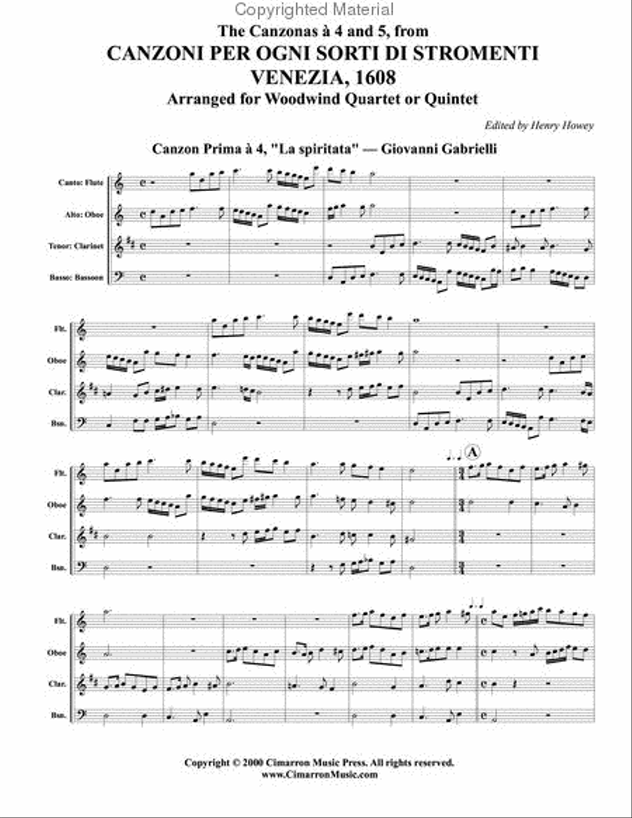 16 Canzoni Woodwind Quartet scores gallery preview page 2