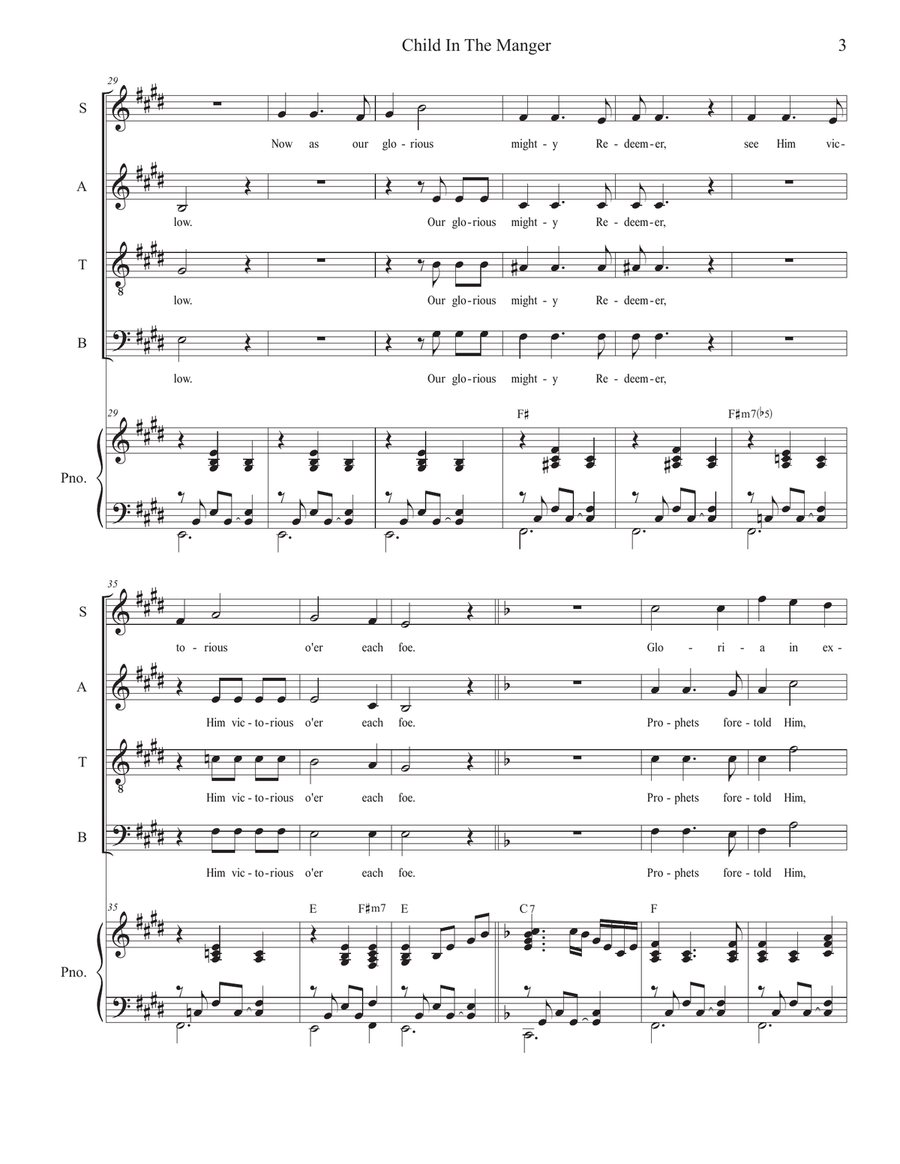 Child In The Manger (SATB) 4-Part scores gallery preview page 3