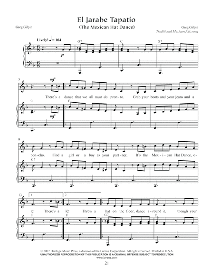 Sing and Dance Around the World, Book 2 Unison Choir scores gallery preview page 22