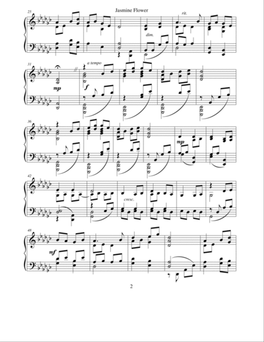 Jasmine Flower Jasmine Flower Piano Solo scores gallery preview page 2