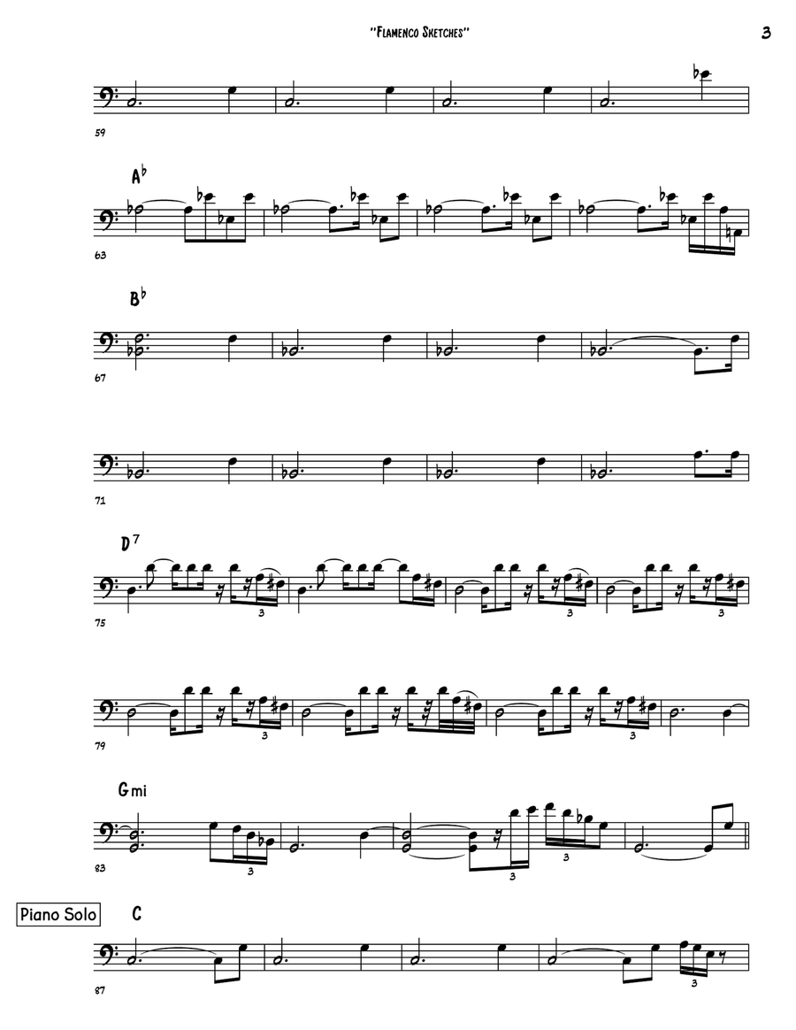 Flamenco Sketches Double Bass scores gallery preview page 3