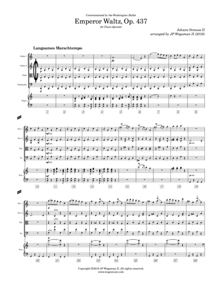 Emperor Waltz, Op. 437 (for Piano Quintet)