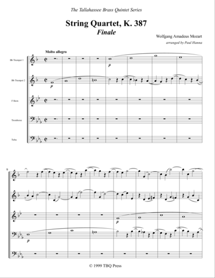 Finale from String Quartet, K. 387 String Quartet scores gallery preview page 5