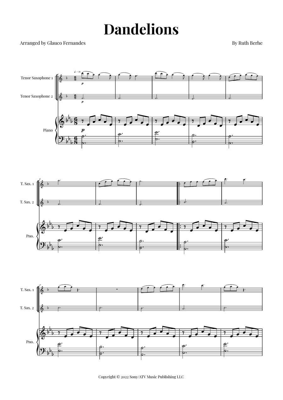 Dandelions Woodwind Duet scores gallery preview page 1