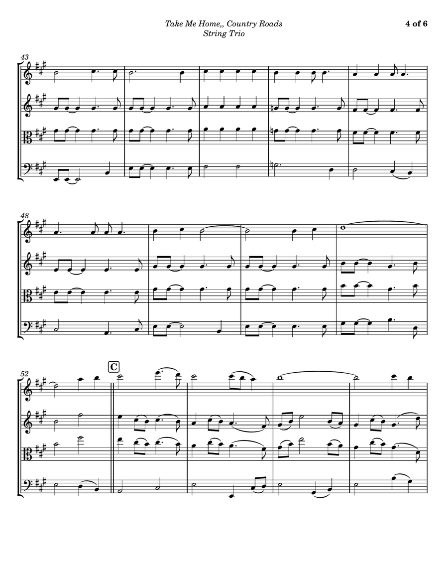 Take Me Home, Country Roads String Trio scores gallery preview page 4