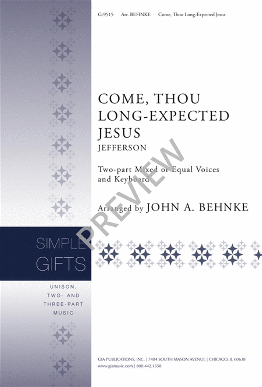 Come, Thou Long-Expected Jesus 2-Part scores gallery preview page 2