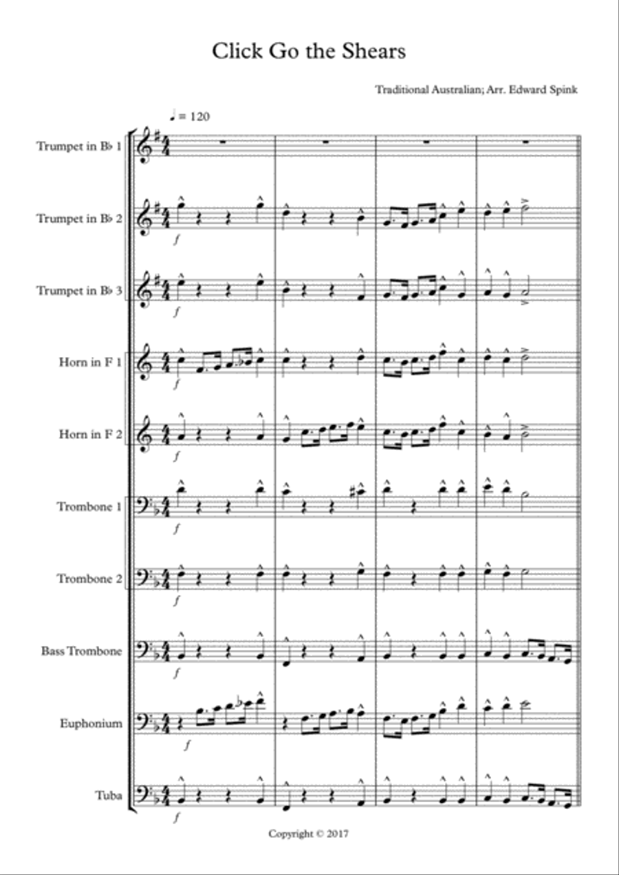 Click Go the Shears Brass Ensemble scores gallery preview page 2