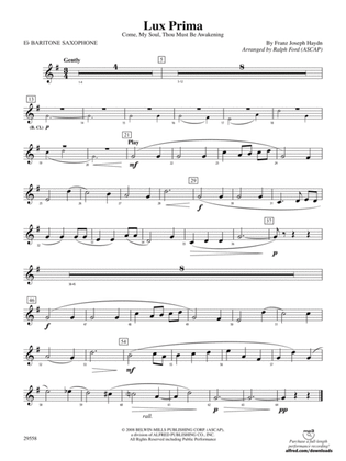 Lux Prima (Come, My Soul, Thou Must Be Awakening): E-flat Baritone Saxophone