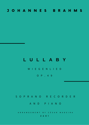 Brahms' Lullaby - Soprano Recorder and Piano (Full Score and Parts)