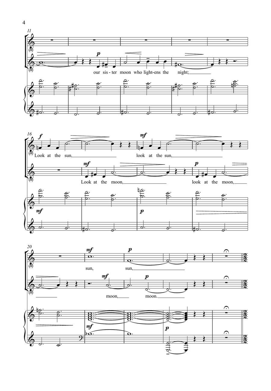 Sun, Moon, World, for voices in two parts and piano 2-Part scores gallery preview page 4
