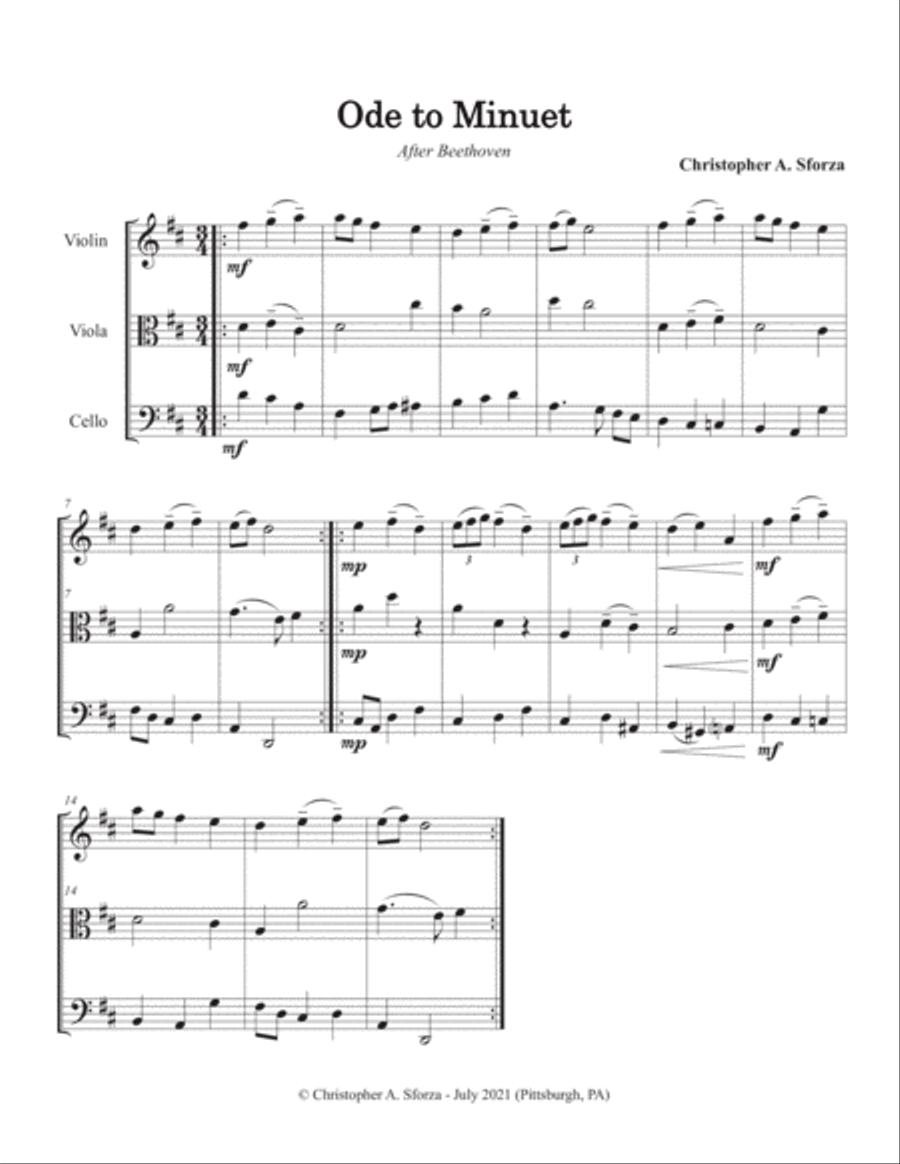 Ode to Minuet Small Ensemble scores gallery preview page 3