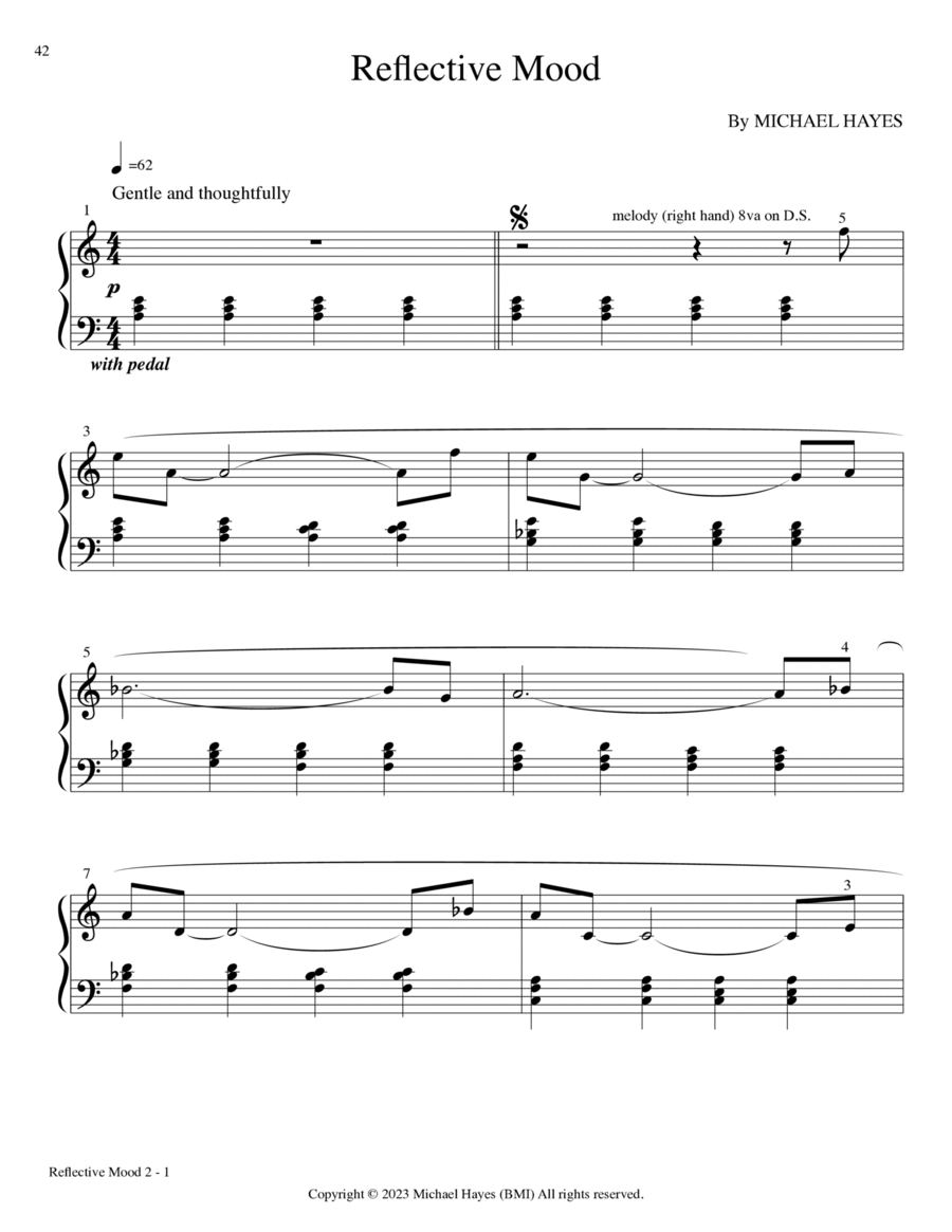 Reflective Mood - From 24 Short Piano Pieces in All Keys Piano Solo scores gallery preview page 1