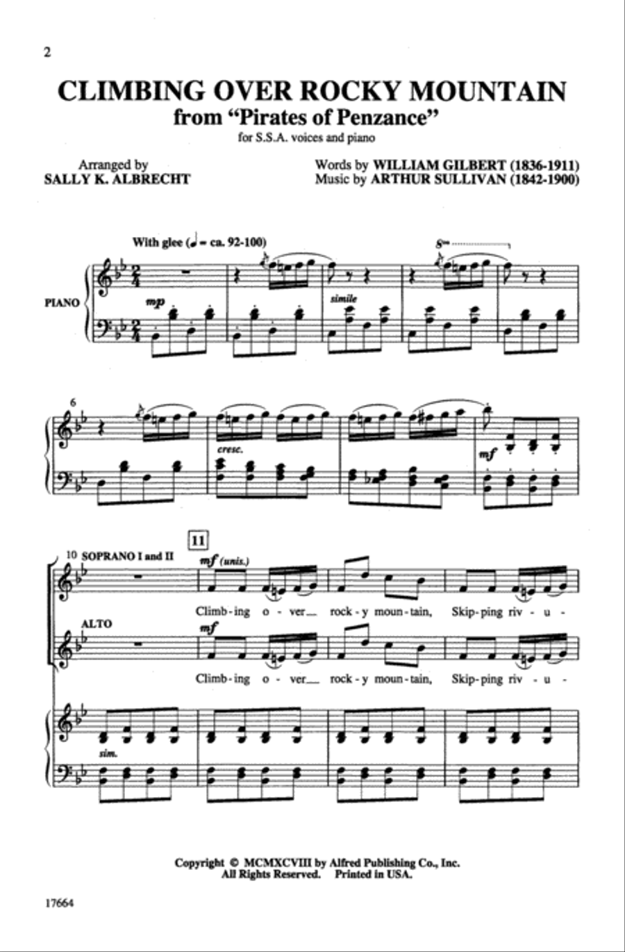 Climbing Over Rocky Mountain (from Gilbert & Sullivan's Pirates of Penzance) Choir scores gallery preview page 1