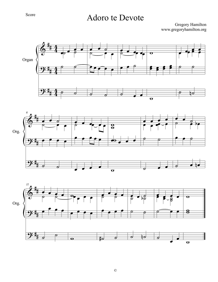 Adoro te Devote - Godhead Here in Hiding Organ Solo scores gallery preview page 1