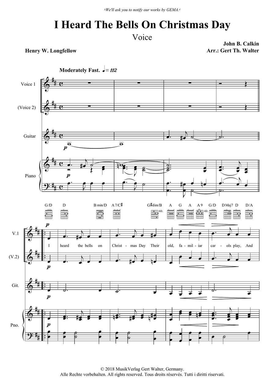 I Heard The Bells On Christmas Day Voice Solo scores gallery preview page 1