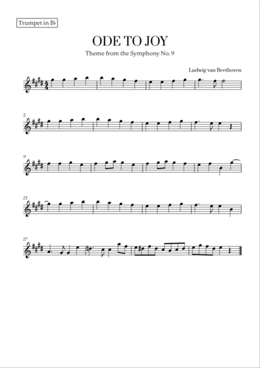 L. v. Beethoven - Ode to Joy (from Symphony No. 9) (for Trumpet and Clarinet) B-Flat Clarinet scores gallery preview page 2