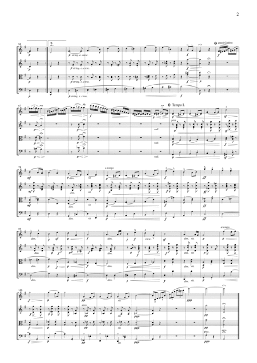 Rubinstein Melody, for string quartet, CR501 String Quartet scores gallery preview page 2