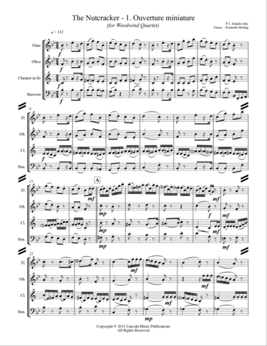 The Nutcracker Suite - 1. Ouverture miniature (for Woodwind Quartet) Woodwind Quartet scores gallery preview page 2