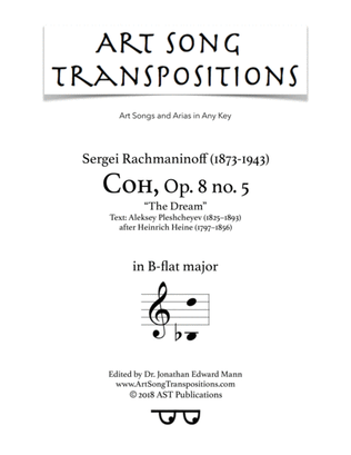Book cover for RACHMANINOFF: Сон, Op. 8 no. 5 (transposed to B-flat major, "The Dream")