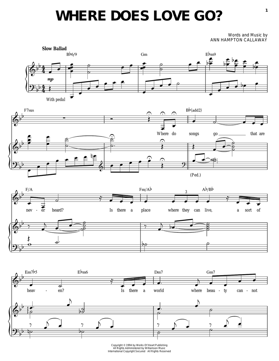 Where Does Love Go? Piano, Vocal scores gallery preview page 1
