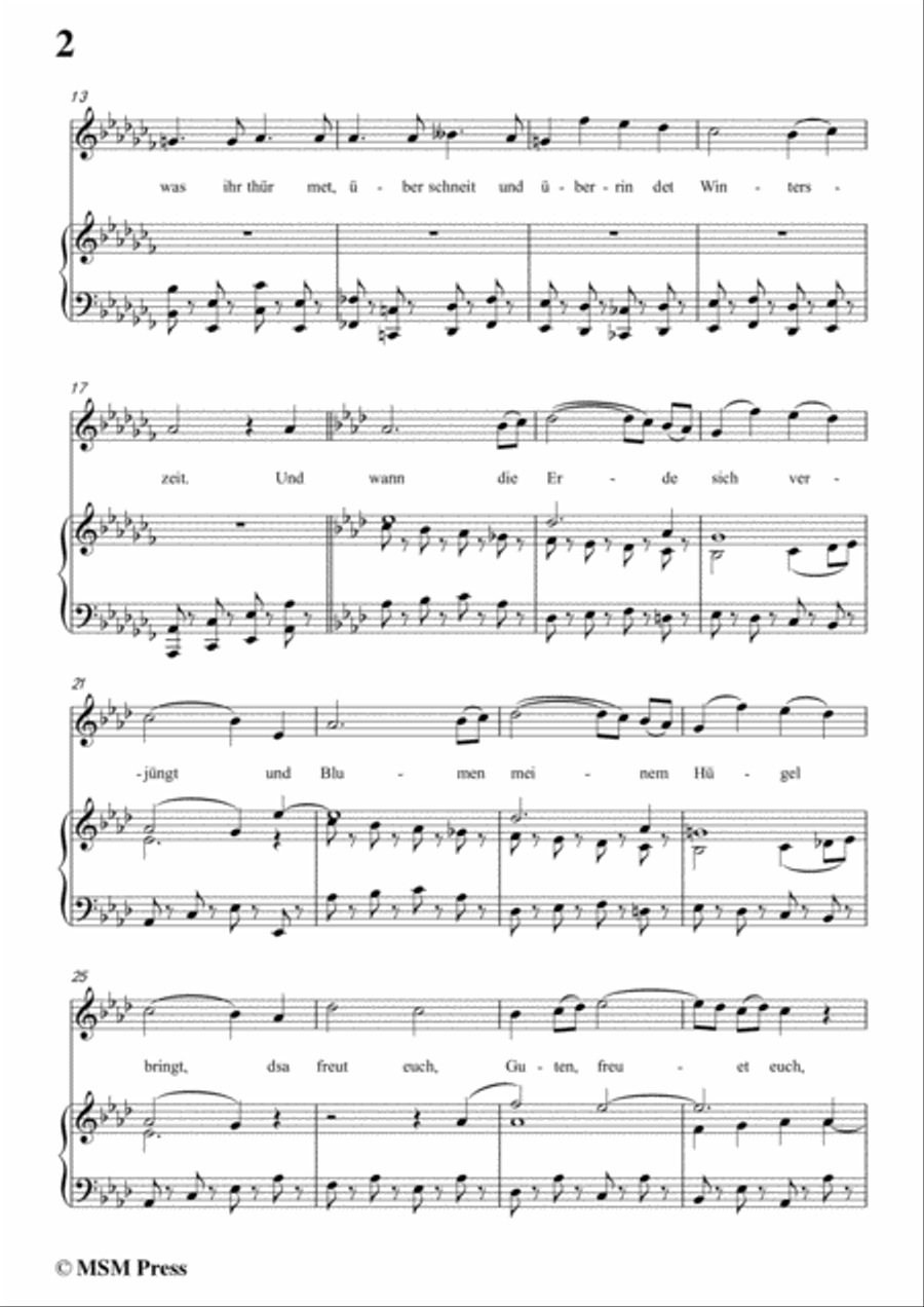 Schubert-An die Freunde(To My Friends),D.654,in a flat minor,for Voice&Piano Voice scores gallery preview page 4