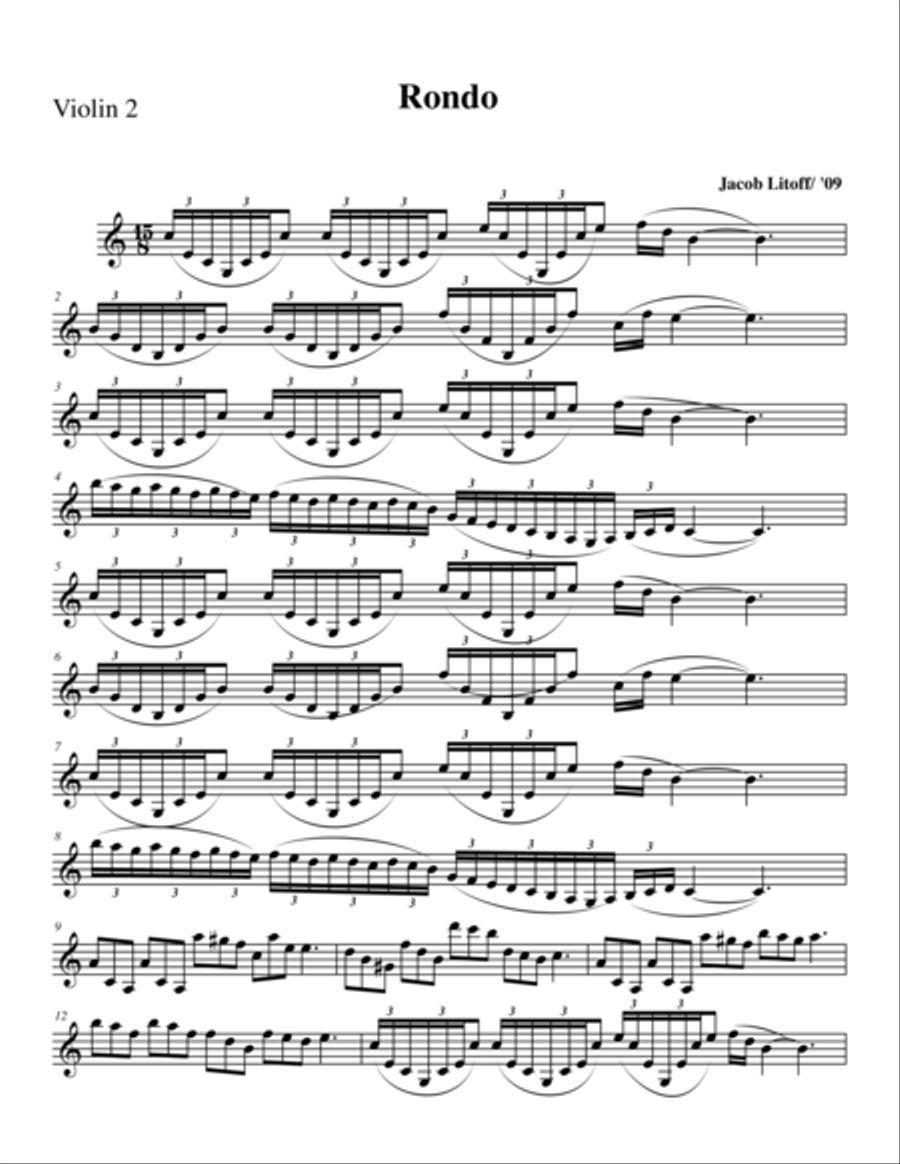 Rondo - Violin 2 part String Quartet scores gallery preview page 1