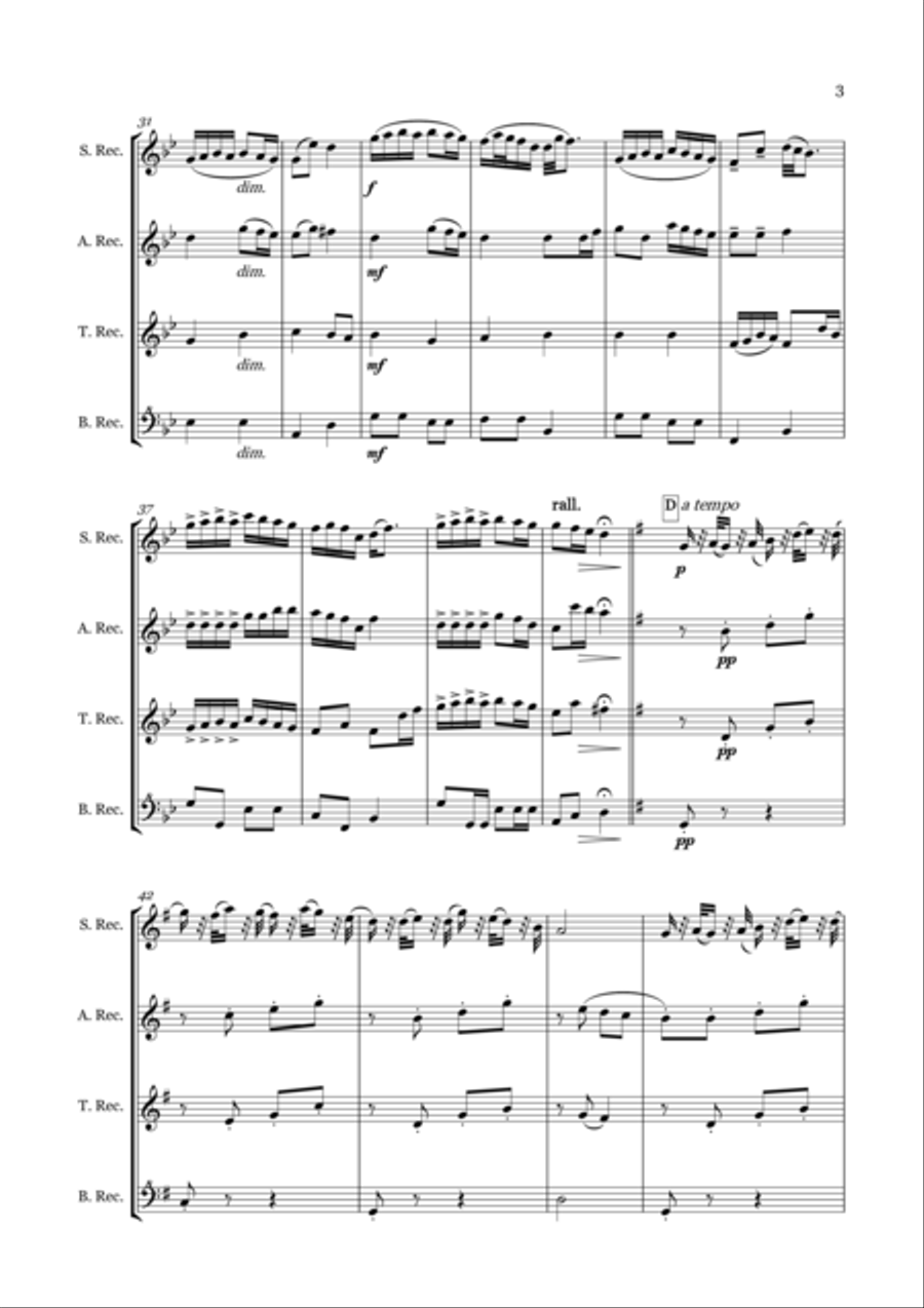 Humoresque No. 7 for Recorder Quartet Small Ensemble scores gallery preview page 5