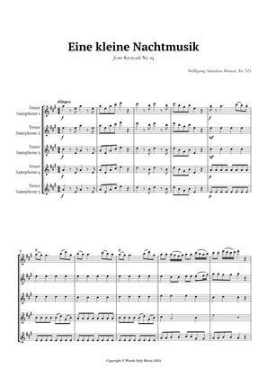 Book cover for Eine kleine Nachtmusik by Mozart for Tenor Sax Quintet