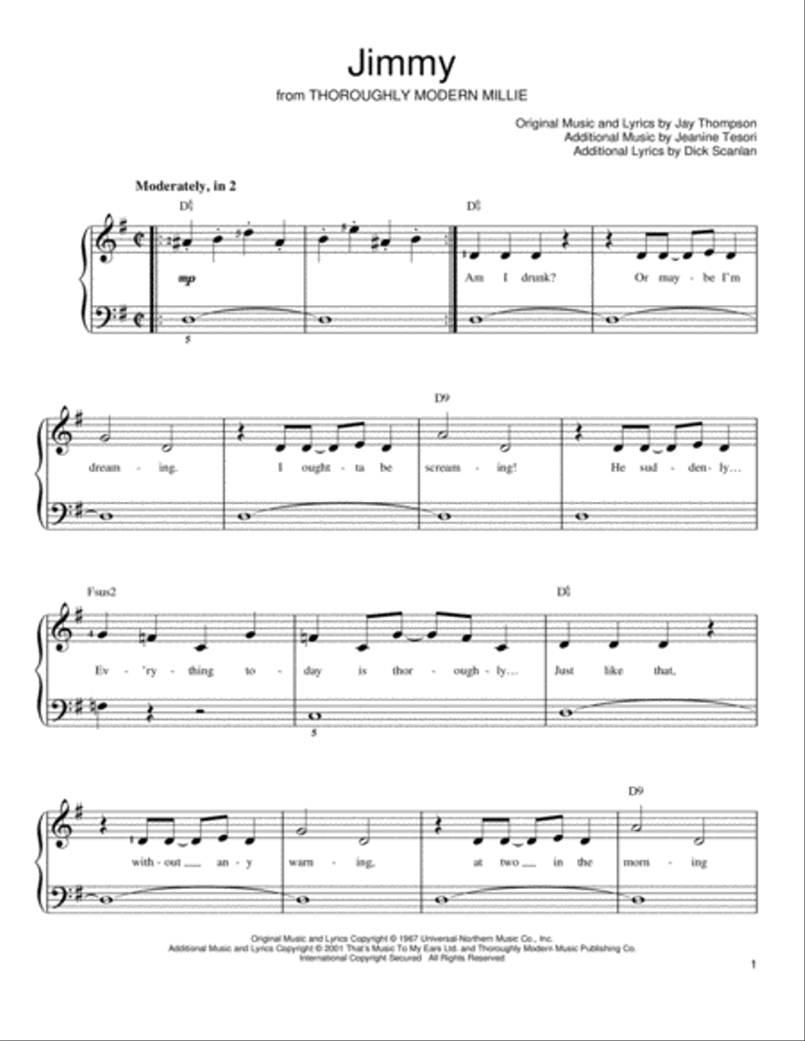 Jimmy (from Thoroughly Modern Millie) Easy Piano scores gallery preview page 1