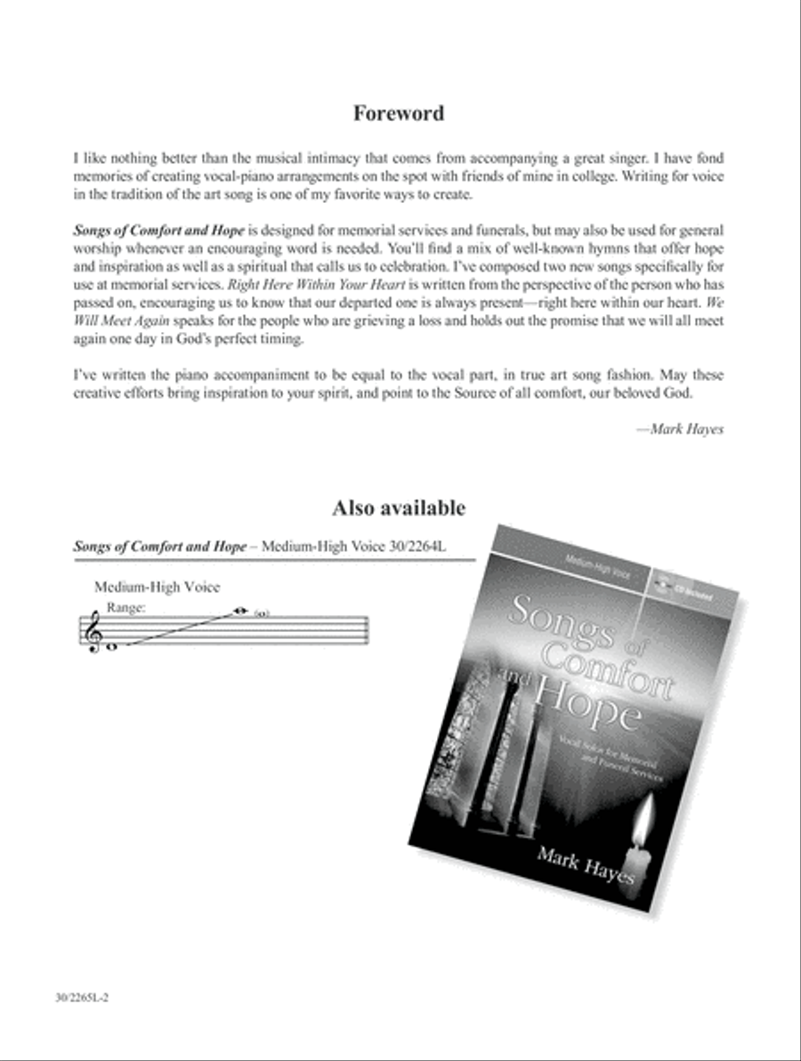 Songs of Comfort and Hope - Medium-low Voice Medium Voice scores gallery preview page 2
