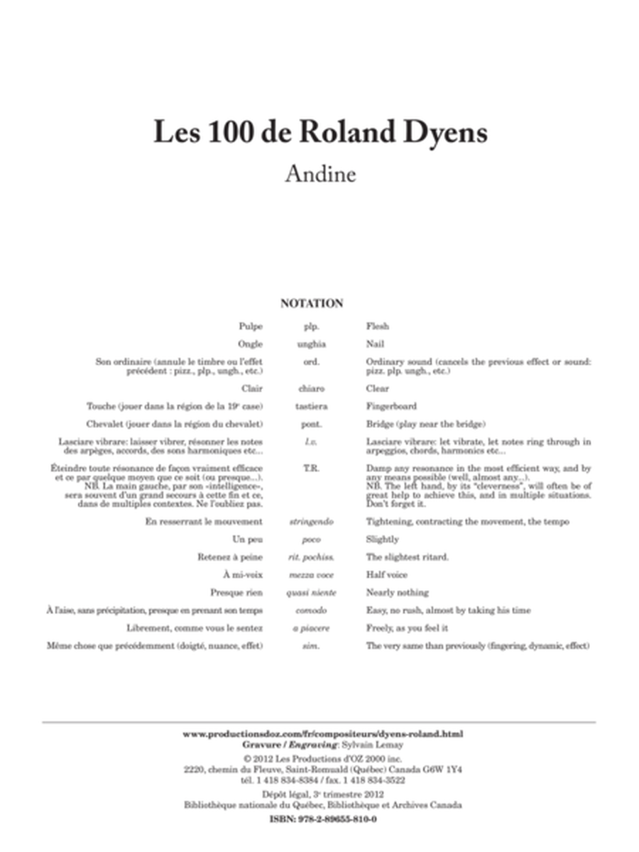 Les 100 de Roland Dyens - Andine