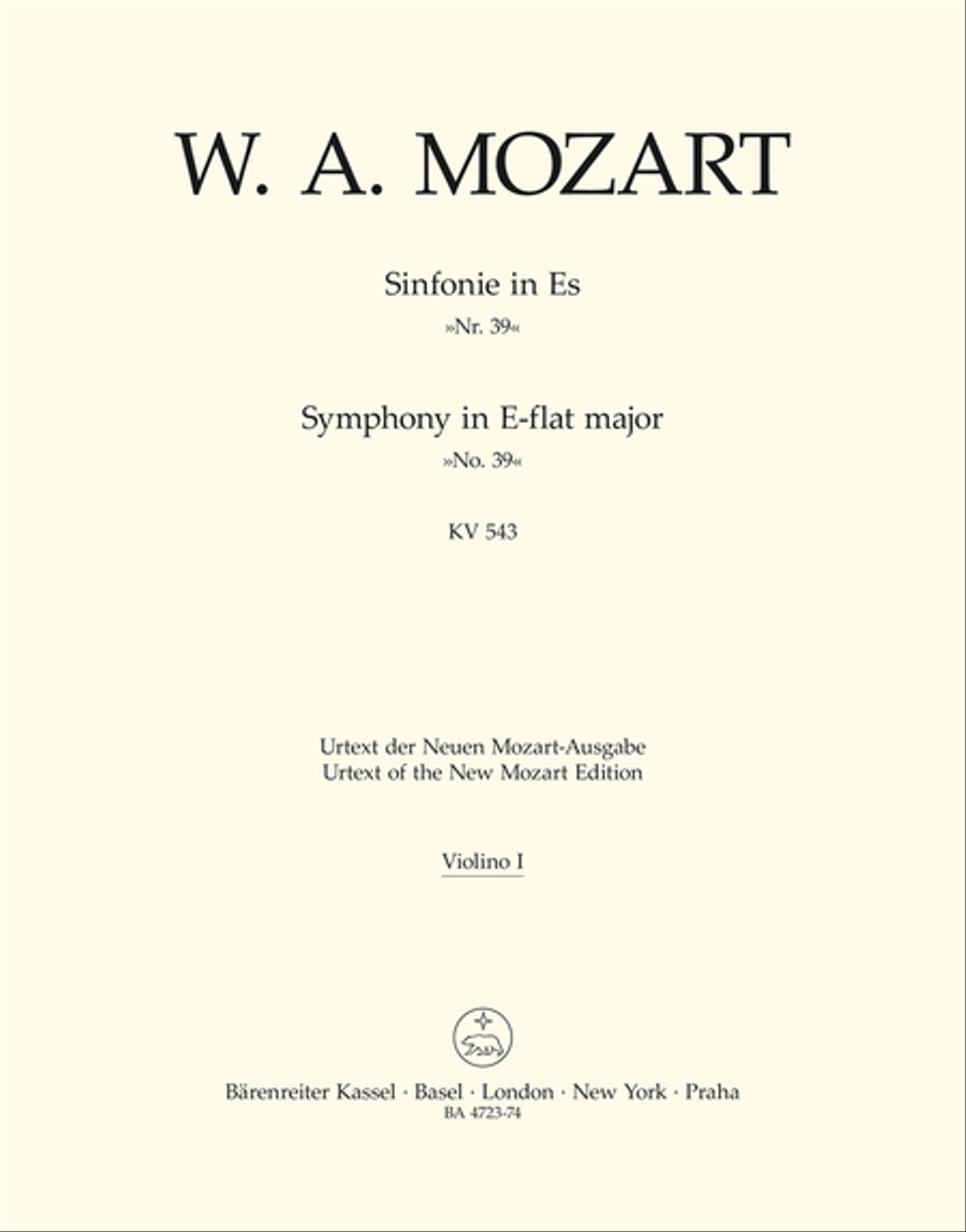 Symphony, No. 39 E flat major, KV 543 Violin scores gallery preview page 1
