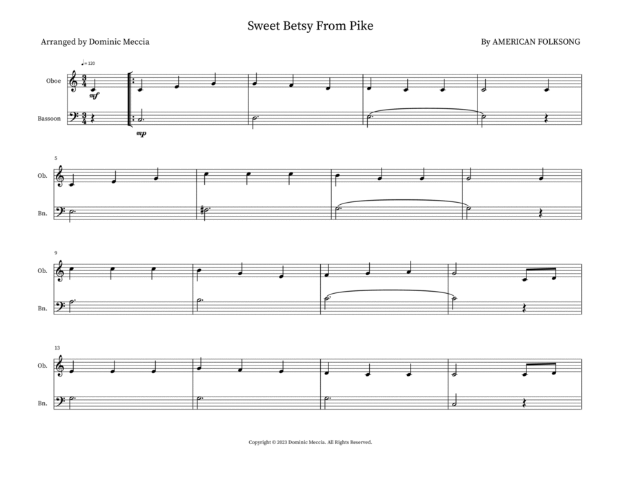 Sweet Betsy From Pike Woodwind Duet scores gallery preview page 1