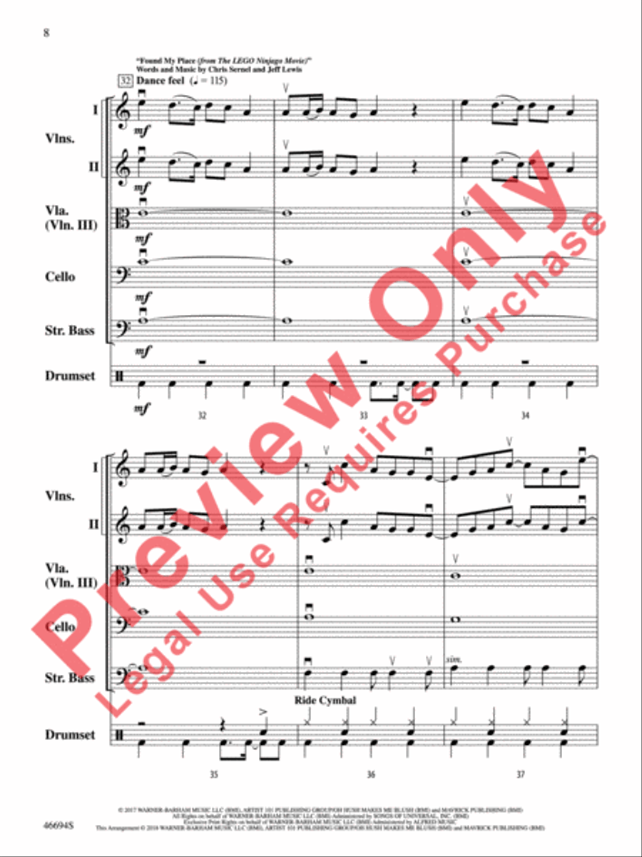 The LEGO Ninjago Movie: Selections from the Motion Picture Soundtrack String Orchestra scores gallery preview page 9