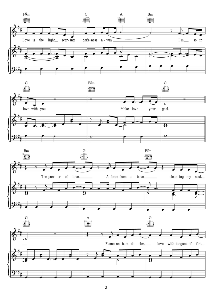 The Power Of Love The Power Of Love Piano, Vocal, Guitar scores gallery preview page 2