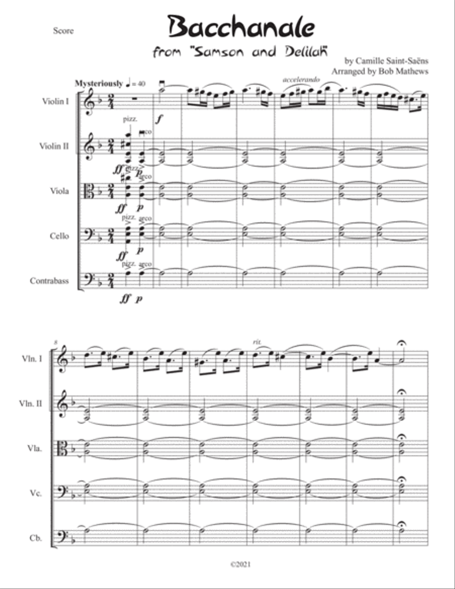 Bacchanale from Samson and Delilah String Orchestra scores gallery preview page 2