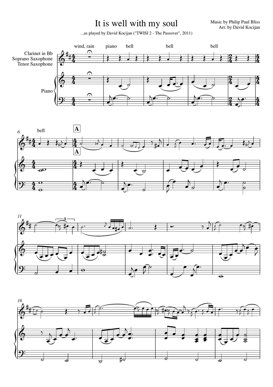 It is well with my soul (piano & solo in Bb) It is well with my soul (piano & solo in Bb) Small Ensemble scores gallery preview page 1