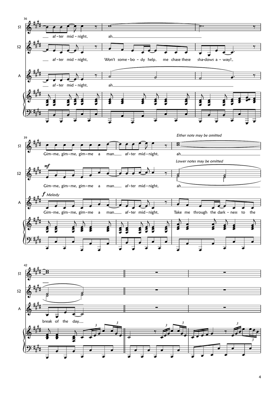 Gimme! Gimme! Gimme! (a Man After Midnight) SSA scores gallery preview page 4