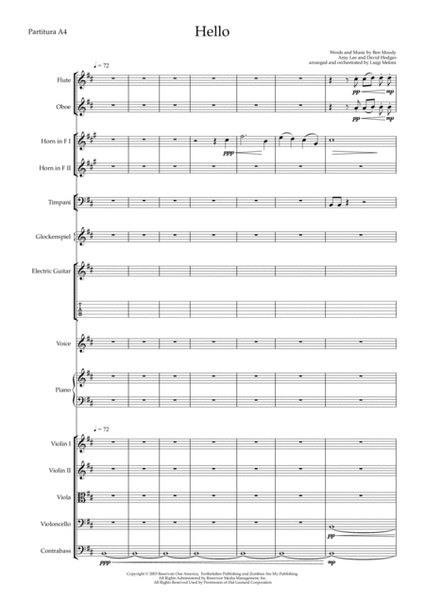 Hello - Evanescence - Orchestral score and parts image number null