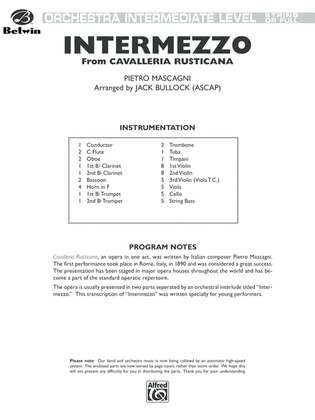 Book cover for Intermezzo (from Cavalleria Rusticana): Score