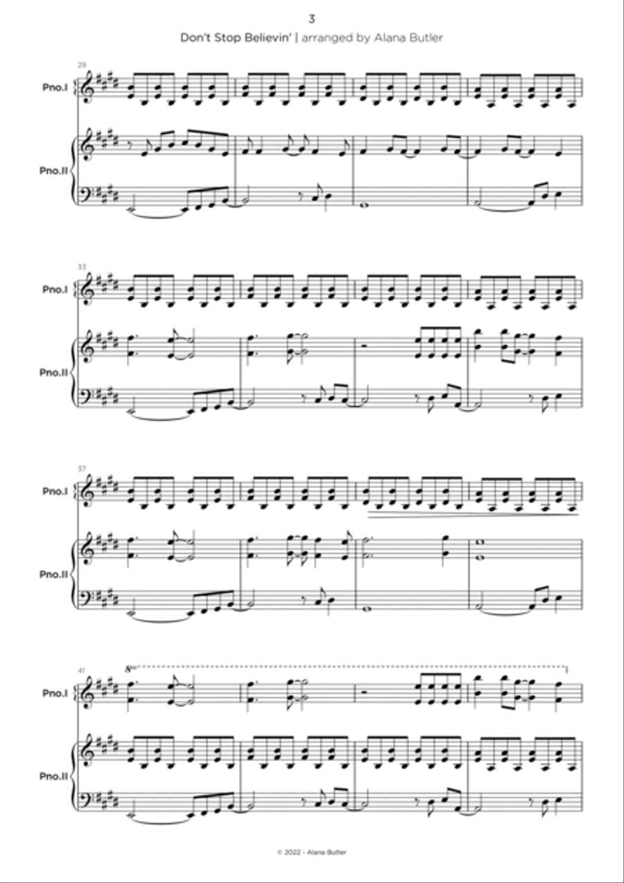 Don't Stop Believin' 2 Pianos, 4-Hands scores gallery preview page 3