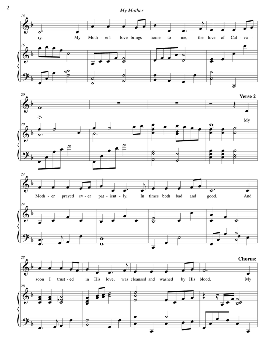 My Mother Unison Choir scores gallery preview page 2